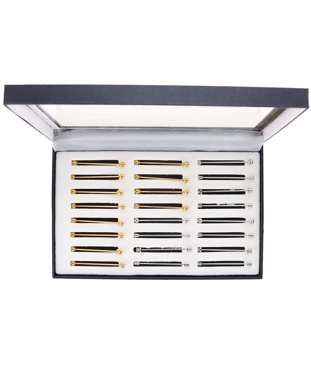 Vittorio Vico Collar Bars in Presentation Box: 24 Pack - Suits You Sir - Gold and Silver - Screw
