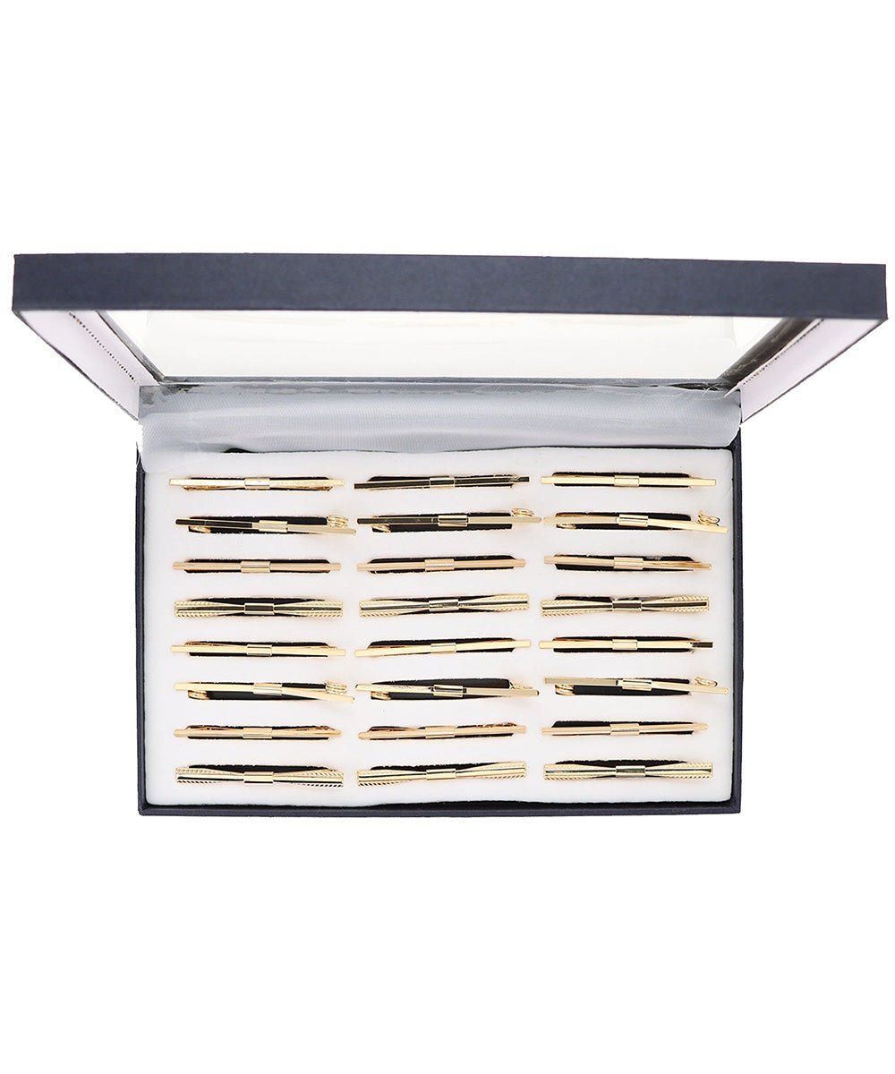 Vittorio Vico Collar Bars in Presentation Box: 24 Pack - Suits You Sir - Gold - Plain