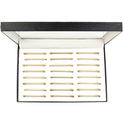 Vittorio Vico Collar Bars in Presentation Box: 24 Pack - Suits You Sir - Gold - Screw