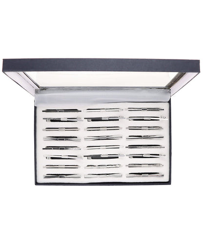Vittorio Vico Collar Bars in Presentation Box: 24 Pack - Suits You Sir - Silver - Plain