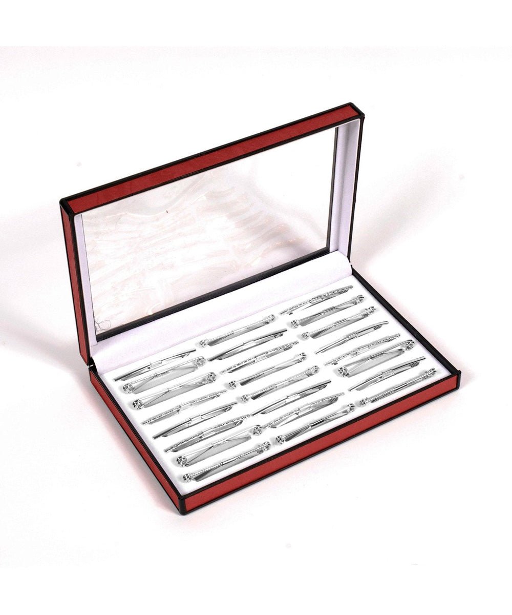 Vittorio Vico Collar Bars in Presentation Box: 24 Pack - Suits You Sir - Silver - Plain