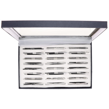 Vittorio Vico Collar Bars in Presentation Box: 24 Pack - Suits You Sir - Silver - Plain