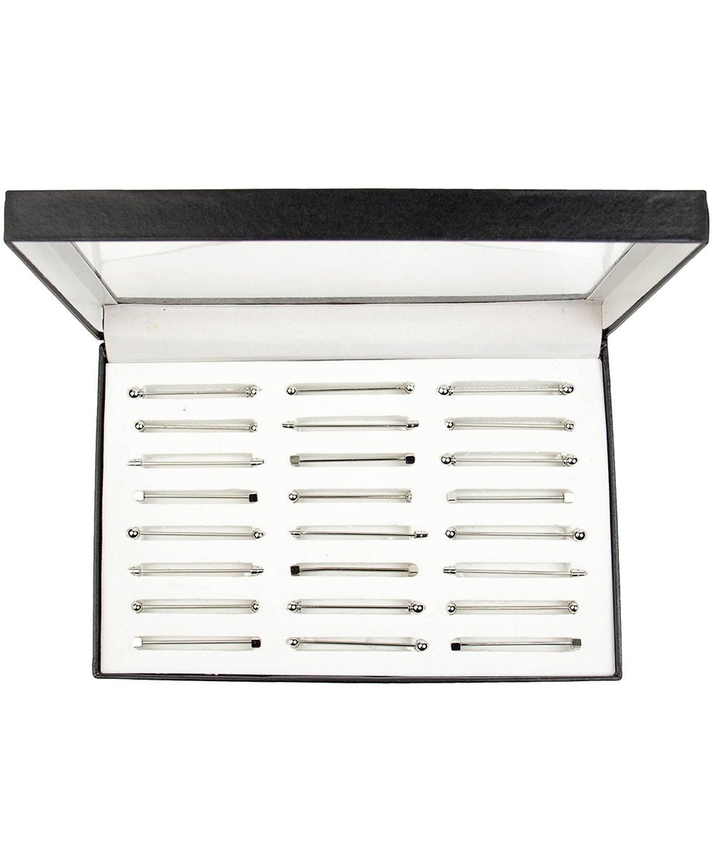 Vittorio Vico Collar Bars in Presentation Box: 24 Pack - Suits You Sir - Silver - Screw