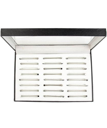 Vittorio Vico Collar Bars in Presentation Box: 24 Pack - Suits You Sir - Silver - Screw