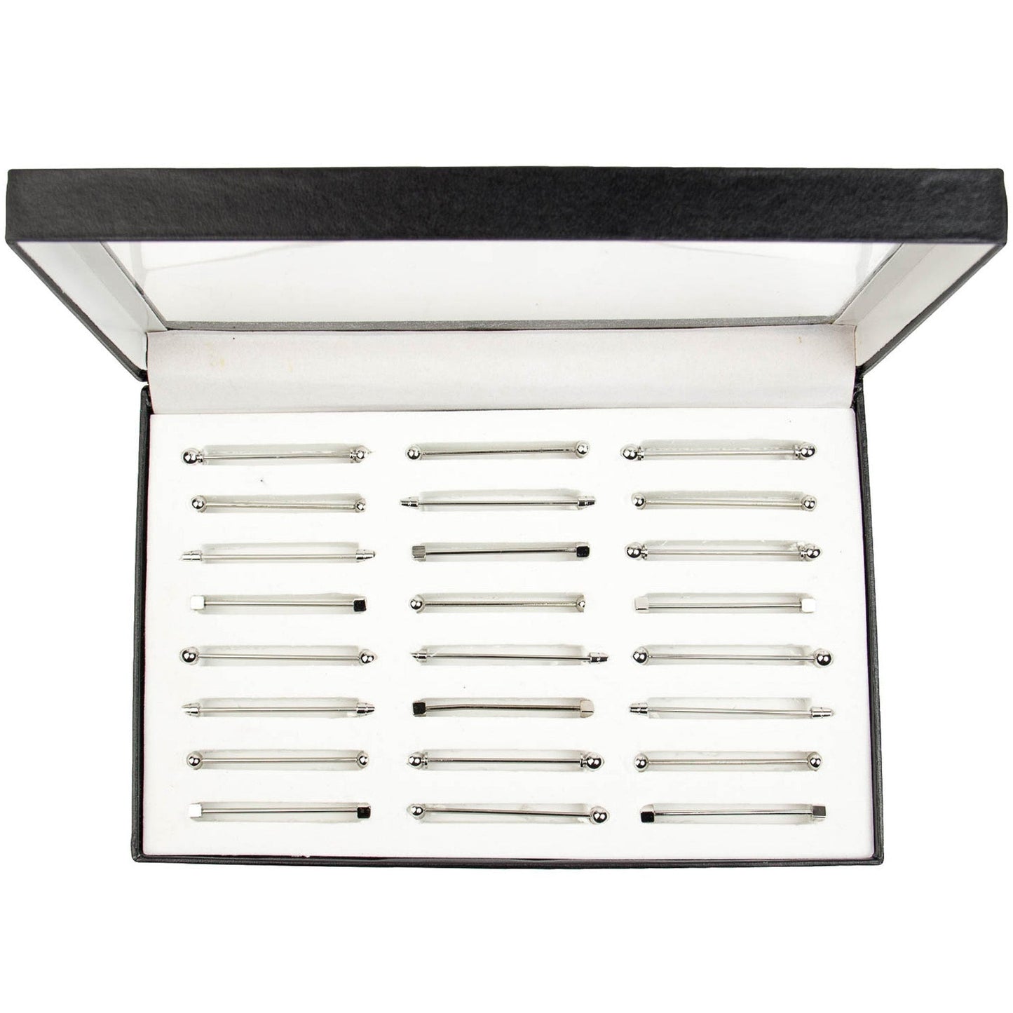 Vittorio Vico Collar Bars in Presentation Box: 24 Pack - Suits You Sir - Silver - Screw