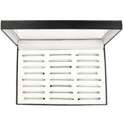 Vittorio Vico Collar Bars in Presentation Box: 24 Pack - Suits You Sir - Silver - Screw