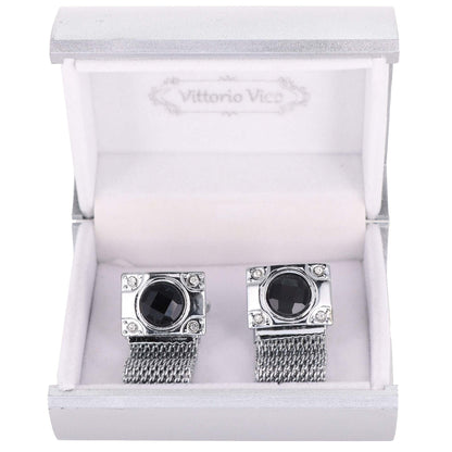 Vittorio Vico Colorful Crystal Chain Cufflinks in Gift Box - Suits You Sir - Brown and Silver - 