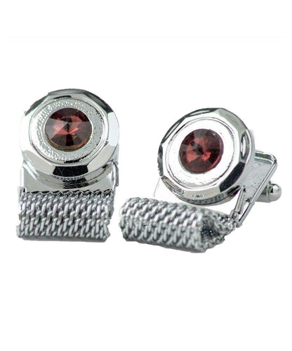 Vittorio Vico Colorful Crystal Chain Cufflinks in Gift Box - Suits You Sir - Burgundy and Silver - 