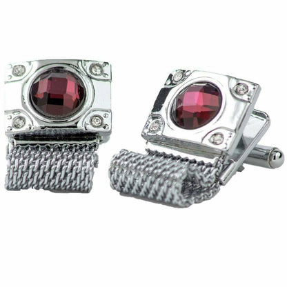 Vittorio Vico Colorful Crystal Chain Cufflinks in Gift Box - Suits You Sir - Purple and Silver - 
