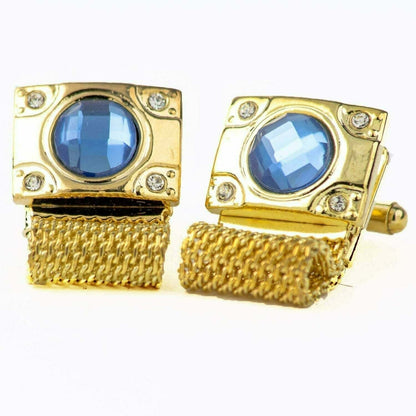 Vittorio Vico Colorful Crystal Chain Cufflinks in Gift Box - Suits You Sir - Royal Blue and Silver - 