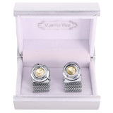 Vittorio Vico Colorful Crystal Chain Cufflinks in Gift Box - Suits You Sir - Yellow and Silver - 