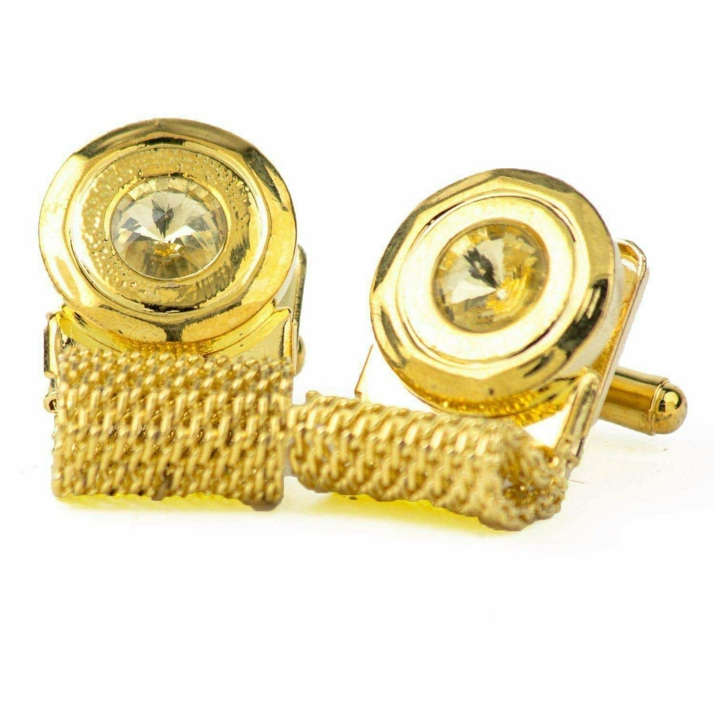 Vittorio Vico Colorful Crystal Chain Cufflinks in Gift Box - Suits You Sir - Yellow and Silver - 