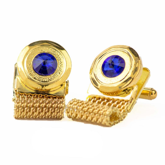 Vittorio Vico Colorful Crystal Chain Cufflinks in Gift Box - Suits You Sir - Yellow and Silver - 