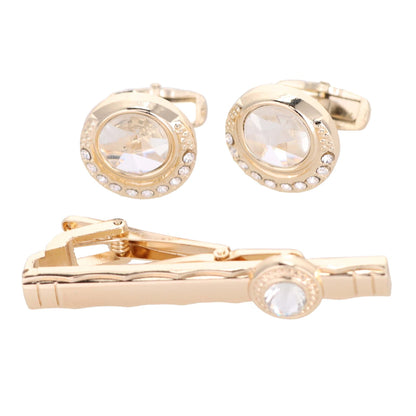 Vittorio Vico Gold Rhinestone Cufflinks & Tie Bar Set in Gift Box - Suits You Sir - CR - 042 - 