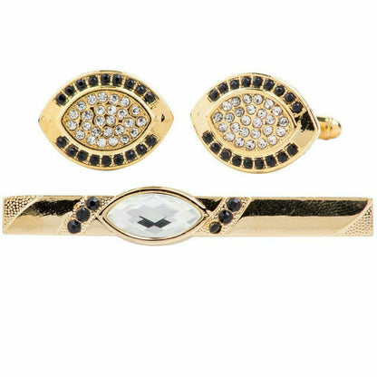 Vittorio Vico Gold Rhinestone Cufflinks & Tie Bar Set in Gift Box - Suits You Sir - CR - 069 - 