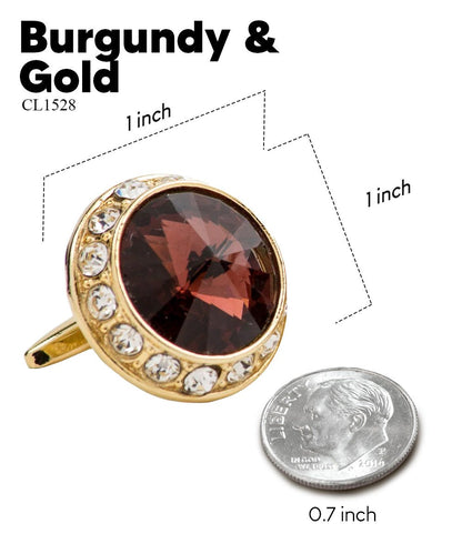 Vittorio Vico Large Bling Colorstone Cufflinks: CL15XX Series - Suits You Sir - Burgundy and Gold - 