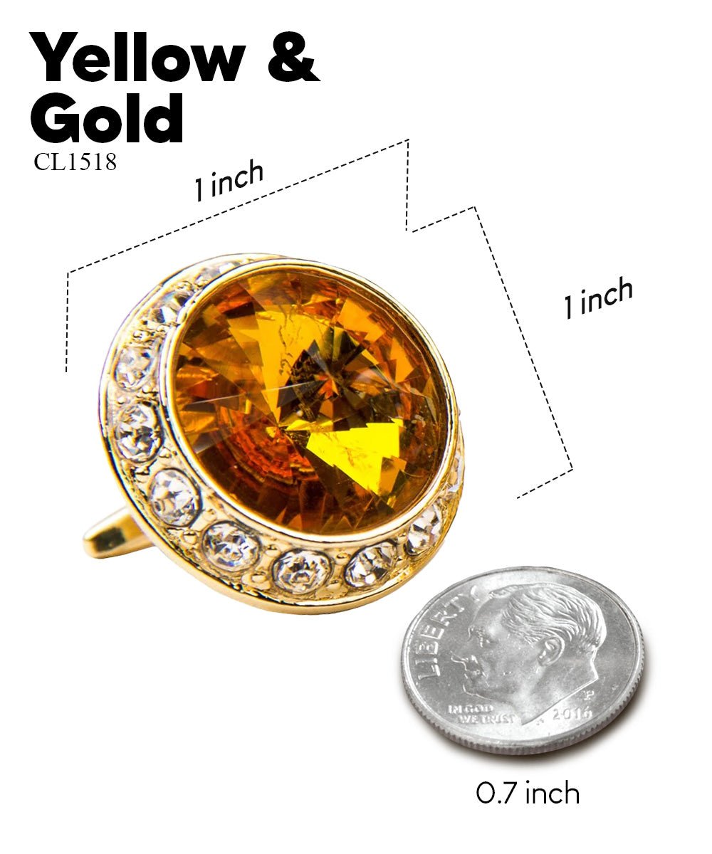 Vittorio Vico Large Bling Colorstone Cufflinks: CL15XX Series - Suits You Sir - Yellow and Gold - 