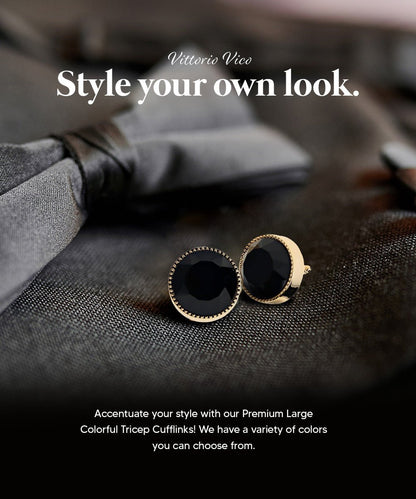 Vittorio Vico Large Colorful Tricep Colorstone Cufflinks: CL16XX Series - Suits You Sir - Black and Gold - 