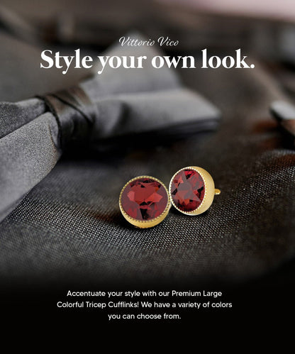 Vittorio Vico Large Colorful Tricep Colorstone Cufflinks: CL16XX Series - Suits You Sir - Burgundy and Gold - 