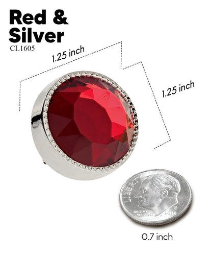 Vittorio Vico Large Colorful Tricep Colorstone Cufflinks: CL16XX Series - Suits You Sir - Red and Silver - 