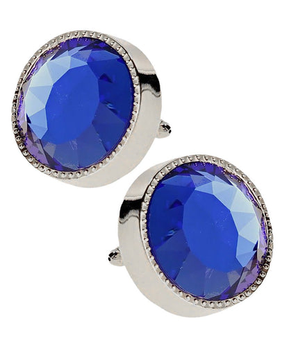 Vittorio Vico Large Colorful Tricep Colorstone Cufflinks: CL16XX Series - Suits You Sir - Royal Blue and Silver - 