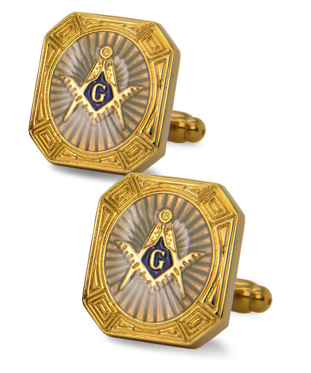 Vittorio Vico Masonic Themed Cufflinks: CL39XX Series - Suits You Sir - Rectangular and Gold - 