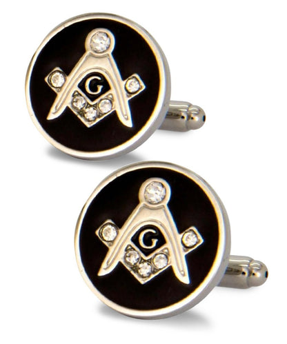 Vittorio Vico Masonic Themed Cufflinks: CL39XX Series - Suits You Sir - Round Studded and Silver - 