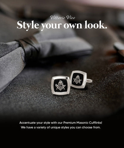 Vittorio Vico Masonic Themed Cufflinks: CL39XX Series - Suits You Sir - Square and Silver - 