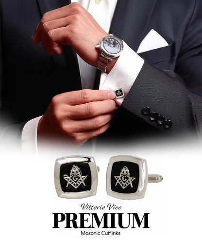 Vittorio Vico Masonic Themed Cufflinks: CL39XX Series - Suits You Sir - Square and Silver - 