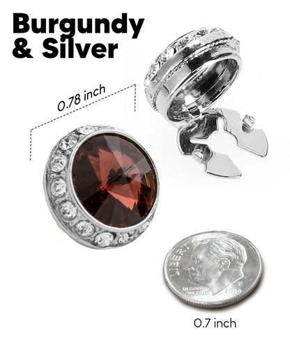 Vittorio Vico Men's Crystal Colorstone Button Cover - Suits You Sir - Burgundy and Silver - 