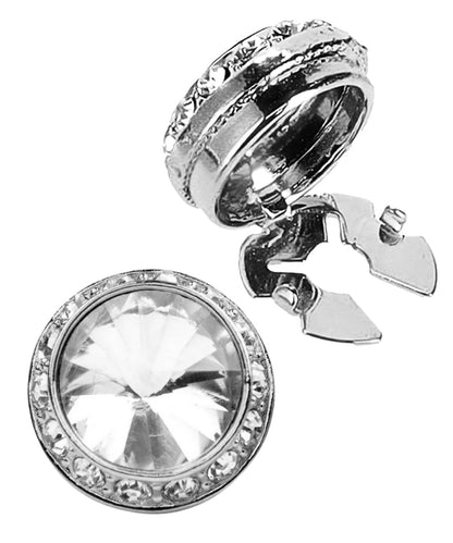 Vittorio Vico Men's Crystal Colorstone Button Cover - Suits You Sir - Clear and Silver - 