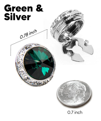 Vittorio Vico Men's Crystal Colorstone Button Cover - Suits You Sir - Green and Silver - 