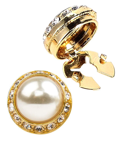 Vittorio Vico Men's Crystal Colorstone Button Cover - Suits You Sir - Pearl and Gold - 