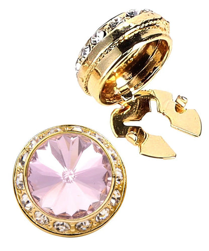 Vittorio Vico Men's Crystal Colorstone Button Cover - Suits You Sir - Pink and Gold - 