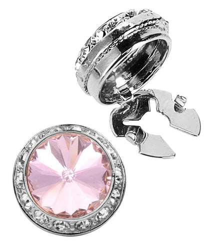 Vittorio Vico Men's Crystal Colorstone Button Cover - Suits You Sir - Pink and Silver - 
