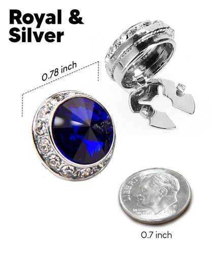 Vittorio Vico Men's Crystal Colorstone Button Cover - Suits You Sir - Royal Blue and Silver - 