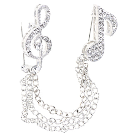 Vittorio Vico Men's Design Brooch in Gift Box - Suits You Sir - Silver Musical Note - 
