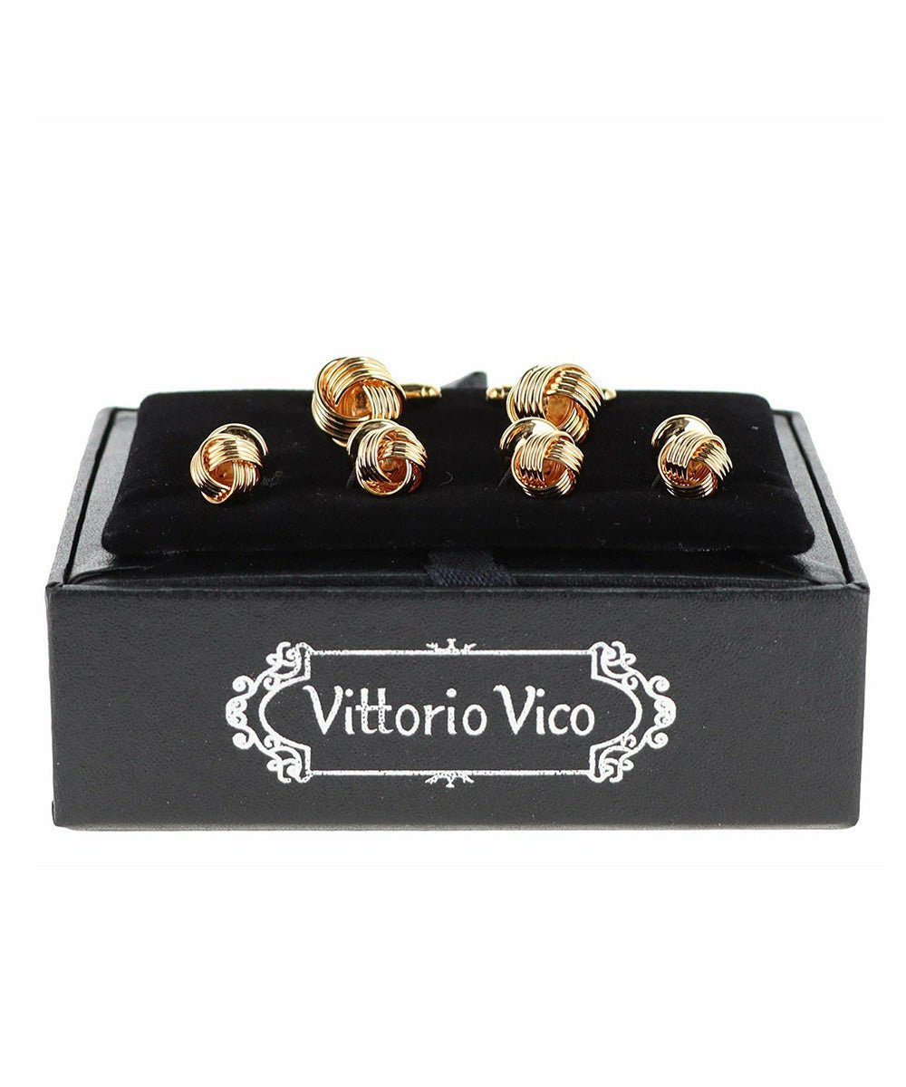 Vittorio Vico Men's Gold Cufflink & Stud Sets in Gift Box - Suits You Sir - Gold (FS - 105) - 