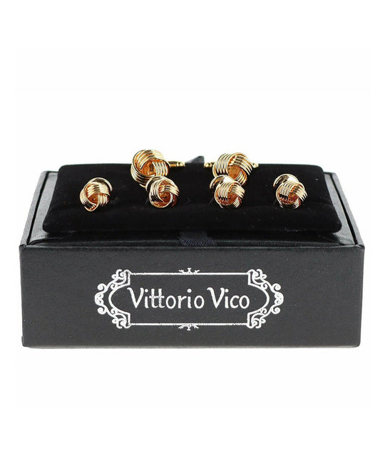 Vittorio Vico Men's Gold Cufflink & Stud Sets in Gift Box - Suits You Sir - Gold (FS - 105) - 