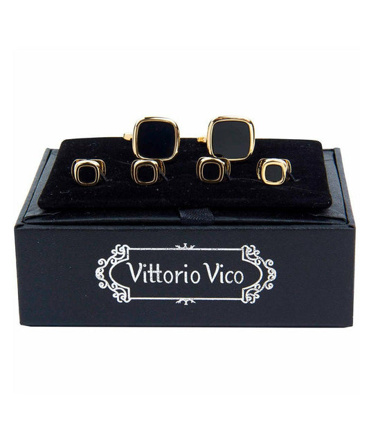 Vittorio Vico Men's Gold Cufflink & Stud Sets in Gift Box - Suits You Sir - Gold (FS - 145) - 