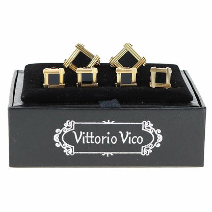 Vittorio Vico Men's Gold Cufflink & Stud Sets in Gift Box - Suits You Sir - Gold (FS - 156) - 