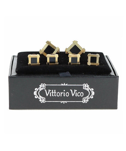 Vittorio Vico Men's Gold Cufflink & Stud Sets in Gift Box - Suits You Sir - Gold (FS - 156) - 