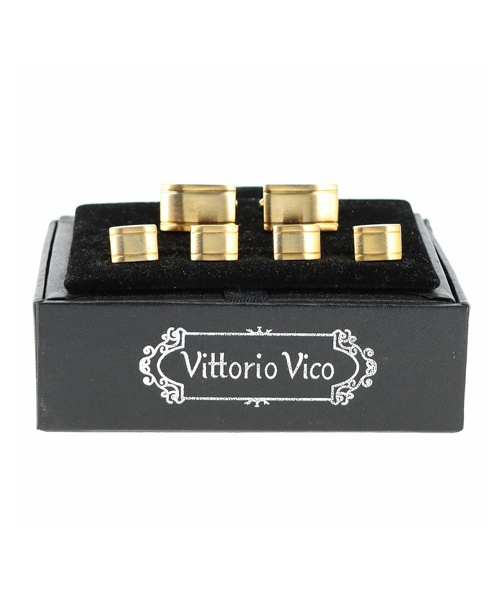 Vittorio Vico Men's Gold Cufflink & Stud Sets in Gift Box - Suits You Sir - Gold (FS - 157) - 