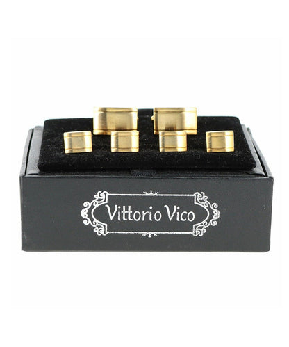 Vittorio Vico Men's Gold Cufflink & Stud Sets in Gift Box - Suits You Sir - Gold (FS - 157) - 