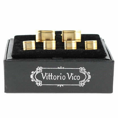 Vittorio Vico Men's Gold Cufflink & Stud Sets in Gift Box - Suits You Sir - Gold (FS - 157) - 