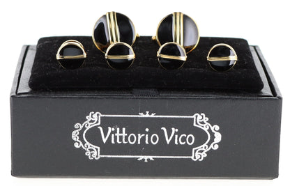 Vittorio Vico Men's Gold Cufflink & Stud Sets in Gift Box - Suits You Sir - Gold (FS - 20) - 