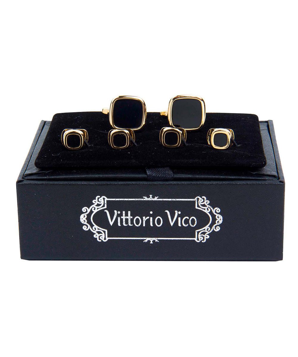 Vittorio Vico Men's Gold Cufflink & Stud Sets in Gift Box - Suits You Sir - Gold (FS - 20) - 