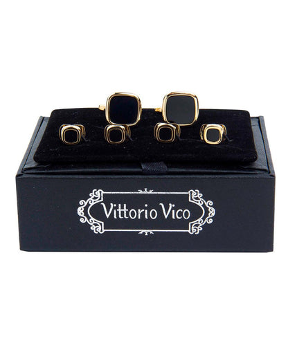 Vittorio Vico Men's Gold Cufflink & Stud Sets in Gift Box - Suits You Sir - Gold (FS - 20) - 