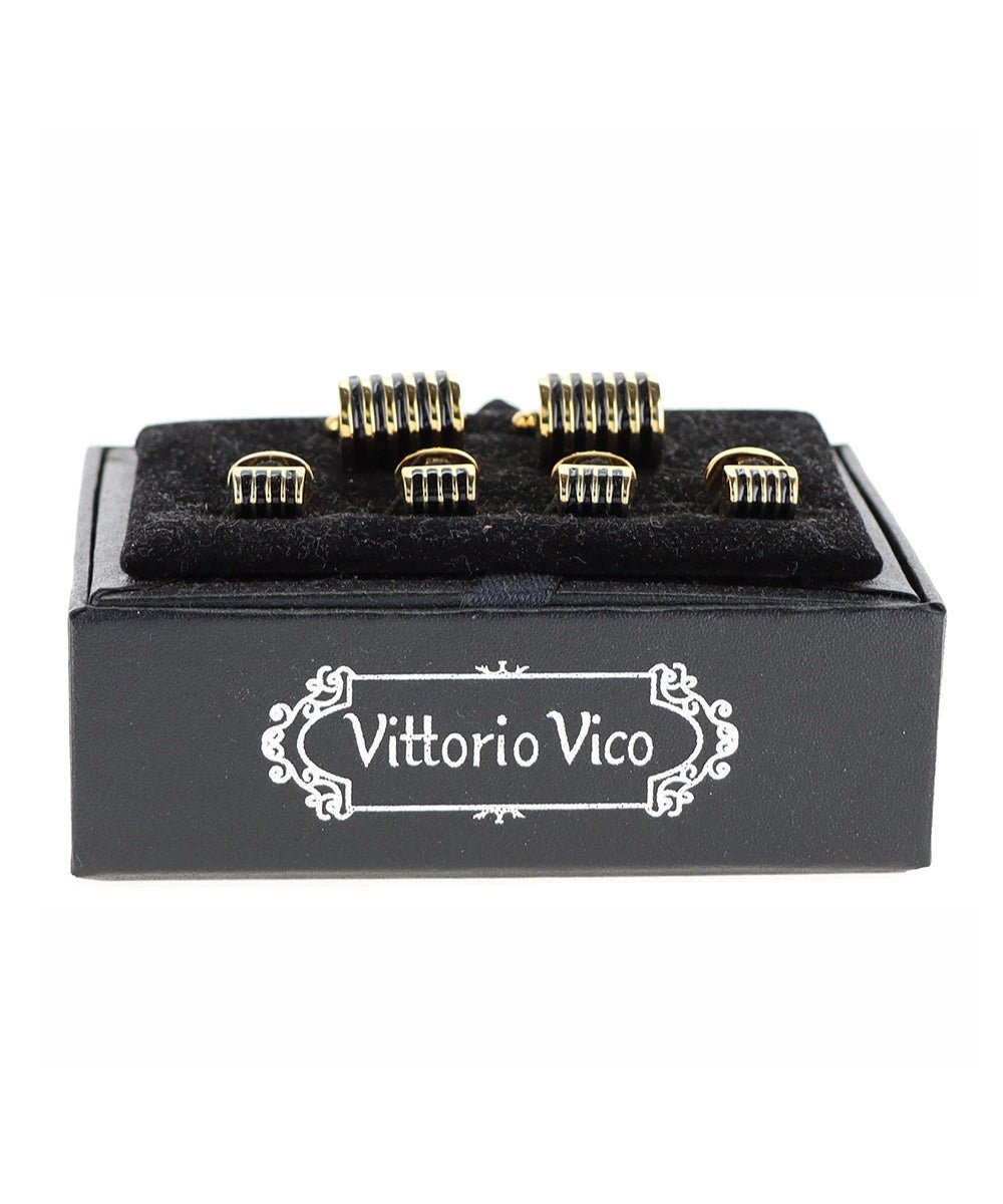 Vittorio Vico Men's Gold Cufflink & Stud Sets in Gift Box - Suits You Sir - Gold (FS - 401) - 