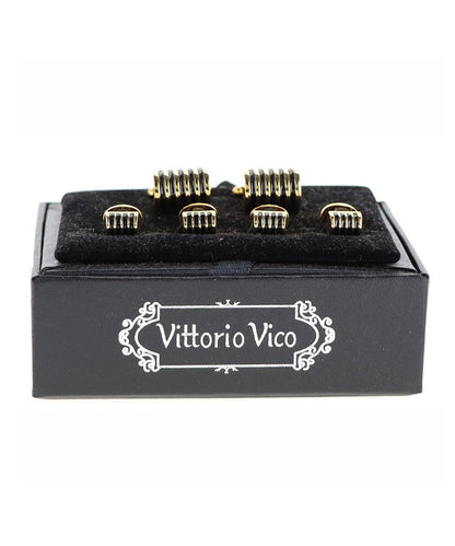 Vittorio Vico Men's Gold Cufflink & Stud Sets in Gift Box - Suits You Sir - Gold (FS - 401) - 